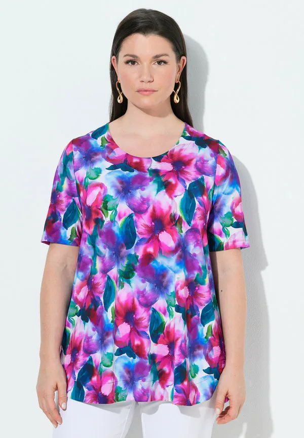 

Облегающая футболка с принтом aquarellblüten rundhals halbarm Ulla Popken, Snow White, Белый, Облегающая футболка с принтом aquarellblüten rundhals halbarm Ulla Popken, Snow White