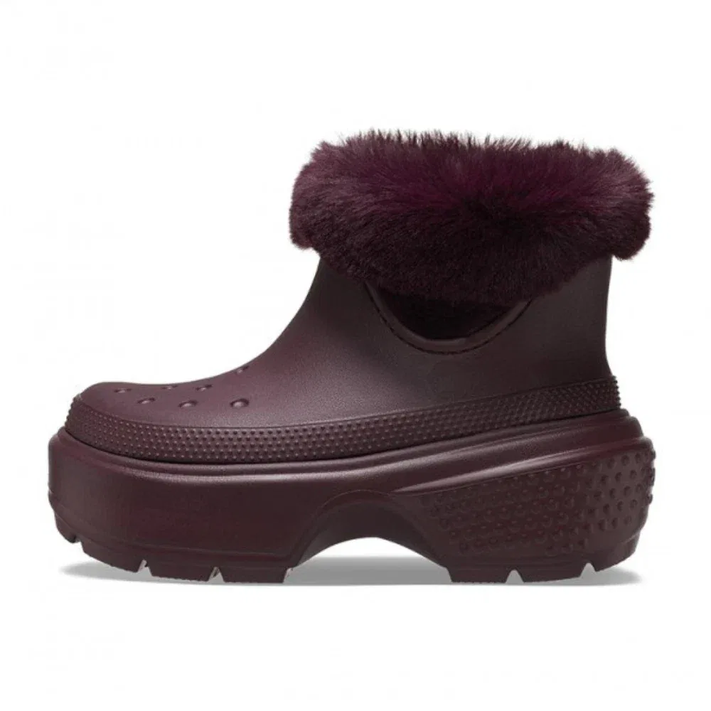 Ботинки Crocs Stomp Lined 208718-6WD, темно-вишневого цвета, с рифленой подошвой и платформой, модель JAX1195 — фото 3