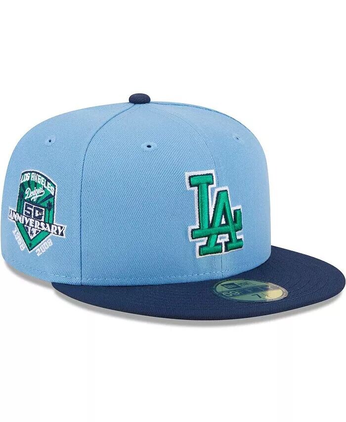 

Мужская светло-голубая, темно-синяя шляпа Los Angeles Dodgers Green Undervisor 59FIFTY New Era