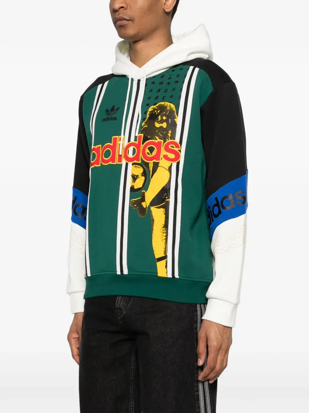 Худи с графическим принтом Adidas, зеленый — фото 3