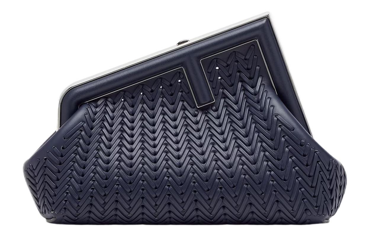 

FENDI Первая клатч на одно плечо из телячьей кожи малого размера для женщин в цвете Midnight Blue