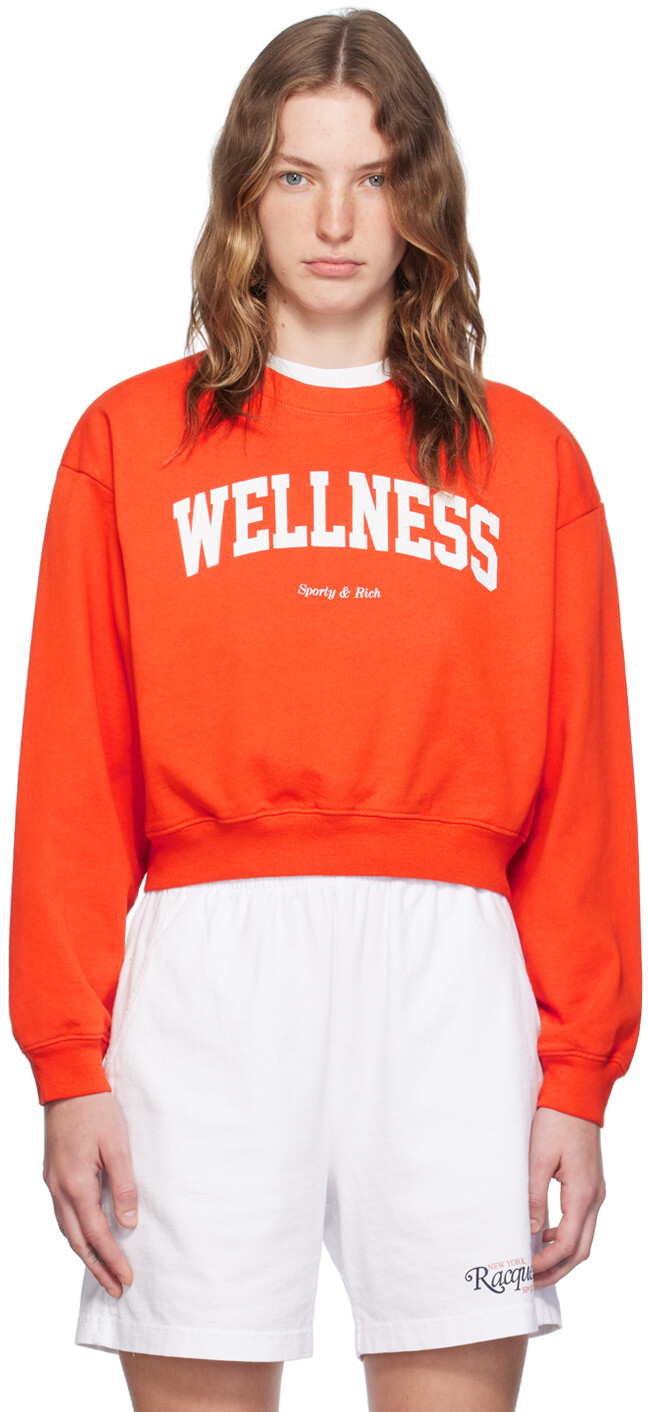

Оранжевая толстовка с принтом плюща «Wellness» Sporty & Rich