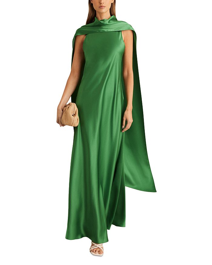 

Платье макси Fae Cape Back с накидкой REISS, зеленый