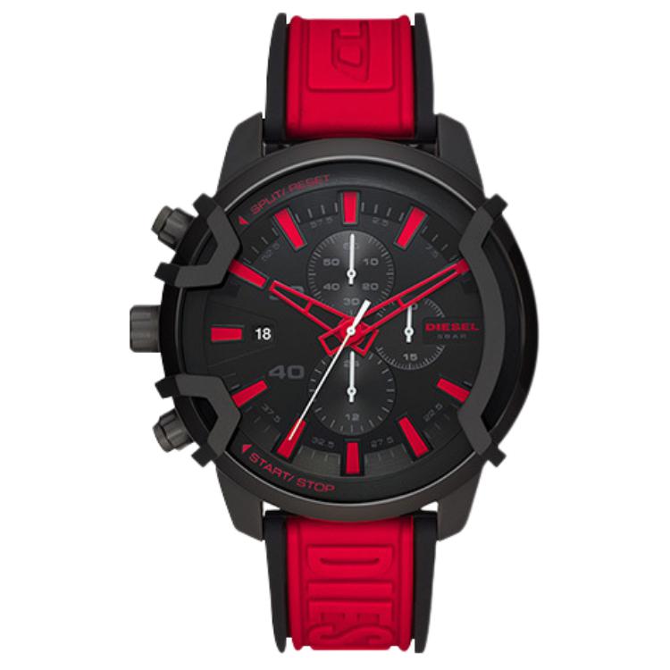 

DIESEL Часы GRIFFED Cow Demon King Collection Wrist Watch Quartz Movement Silicone Strap Black Dial Men's Watch, Red