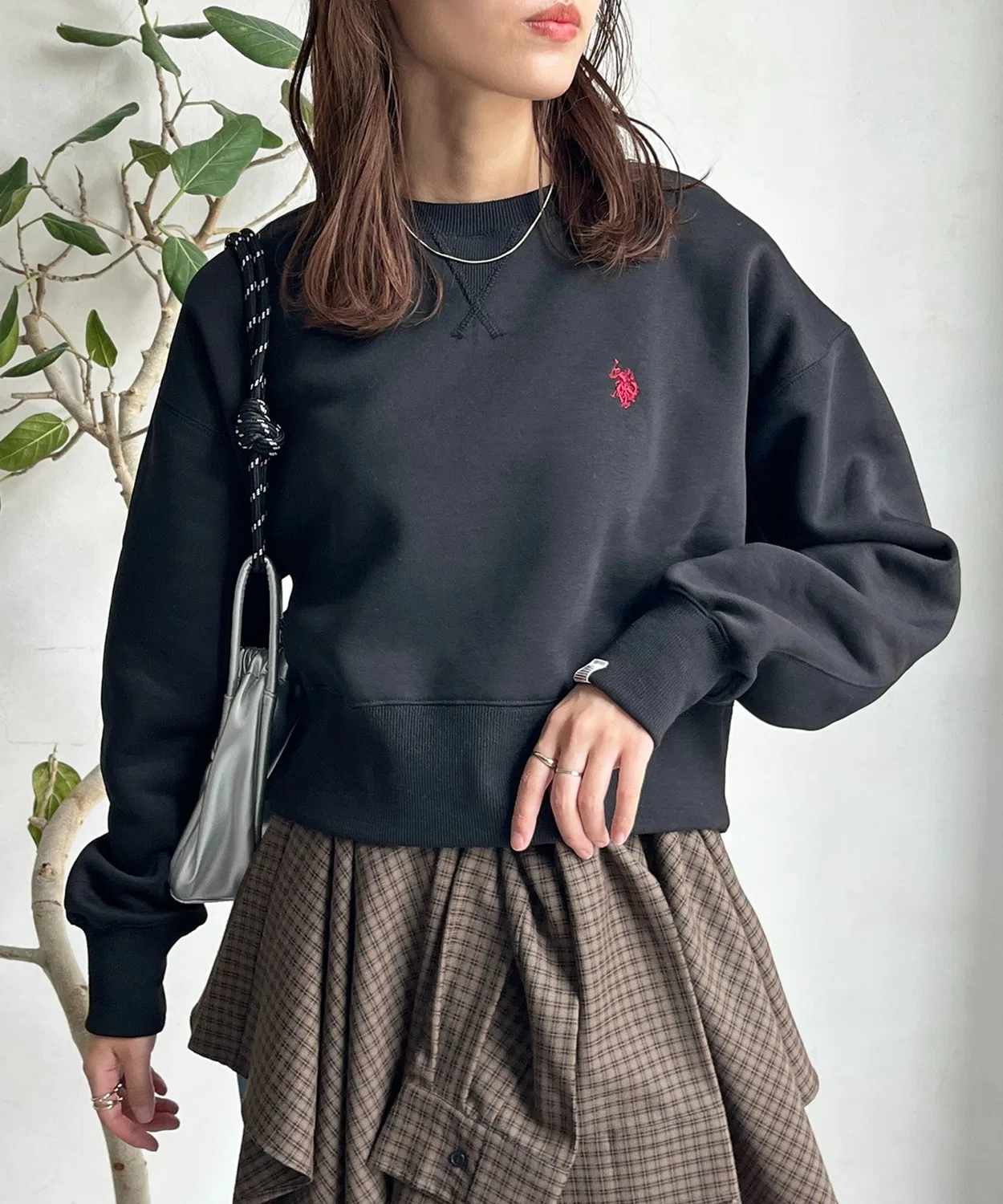 Свитшот укороченный с начёсом U.S. POLO ASSN. чёрный