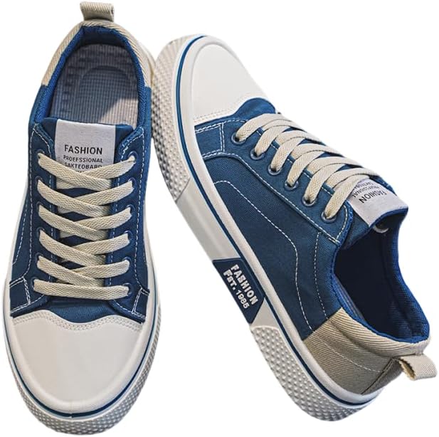 

Мужские дышащие кроссовки из холста, повседневные низкие, подходят для улицы или вождения, всесезонные шнуровки для скейтборда Generic, синий