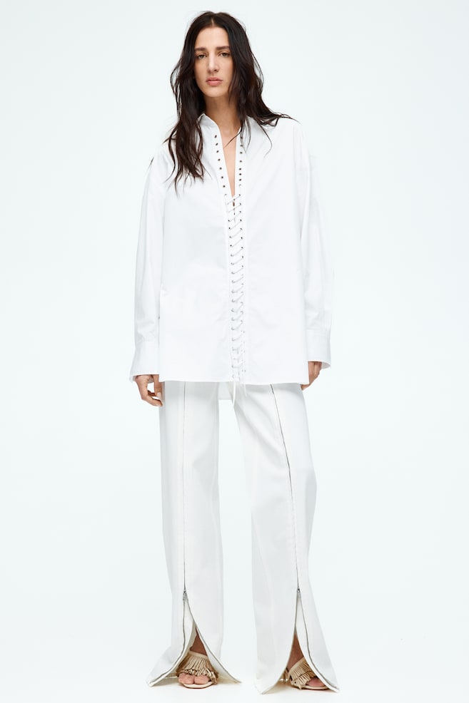 

Блузка из хлопка со шнуровкой H&M, белый