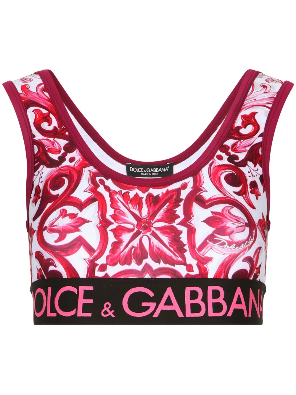 

Укороченный топ с принтом Majolica DOLCE & GABBANA, розовый