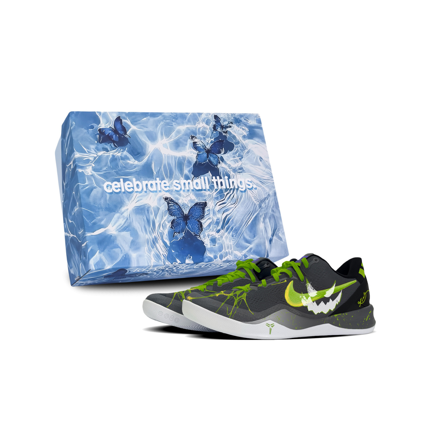 

Nike Кроссовки Kobe 8 Cushioning Low top баскетбольные Unisex черные зеленые желтые