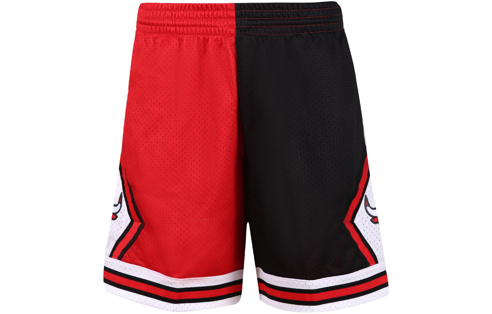 

Mitchell Ness Мужские повседневные шорты, черные с красным, средней высоты