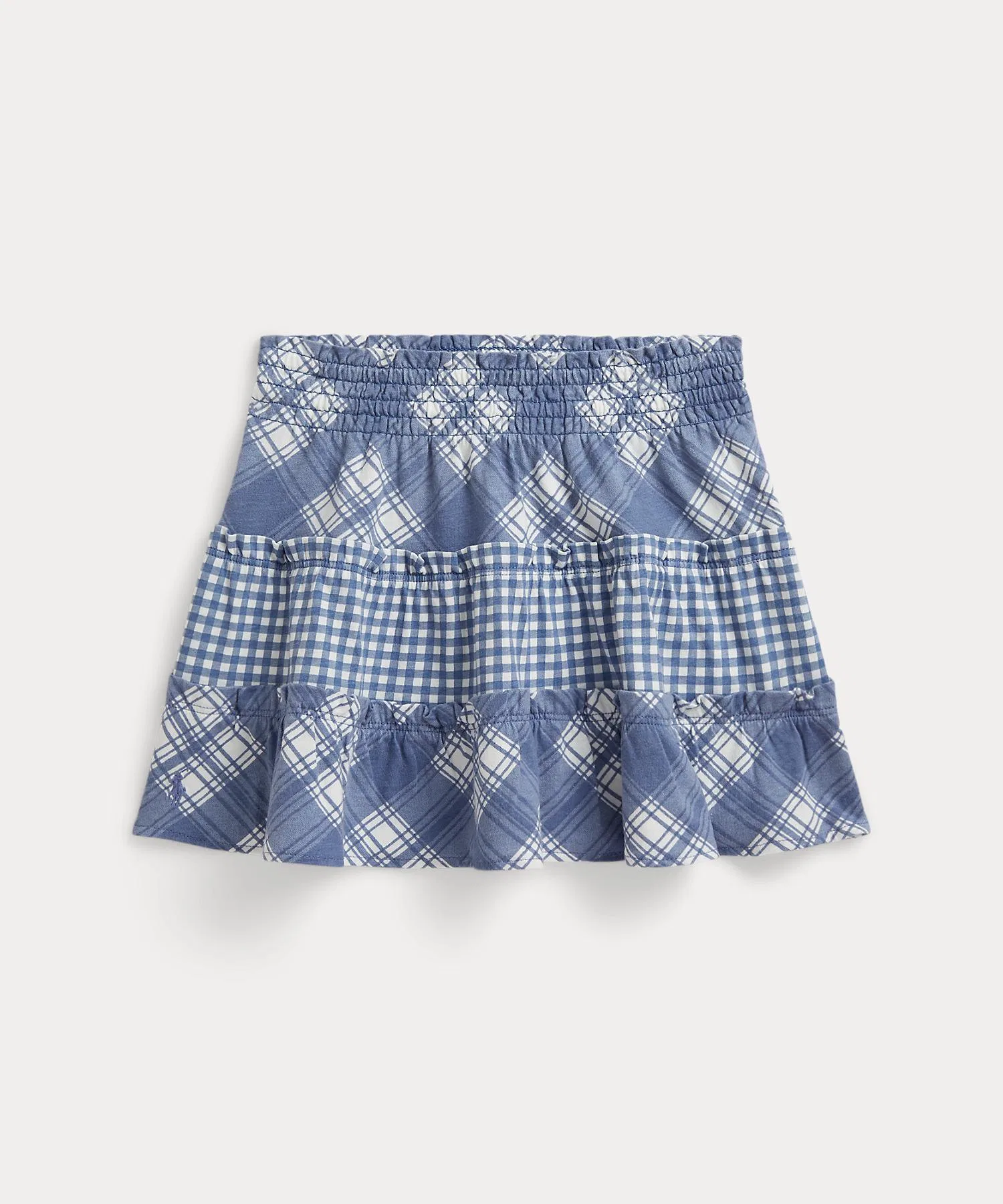 Детская юбка POLO RALPH LAUREN CHILDRENSWEAR в клетку с оборками тёмно-синяя