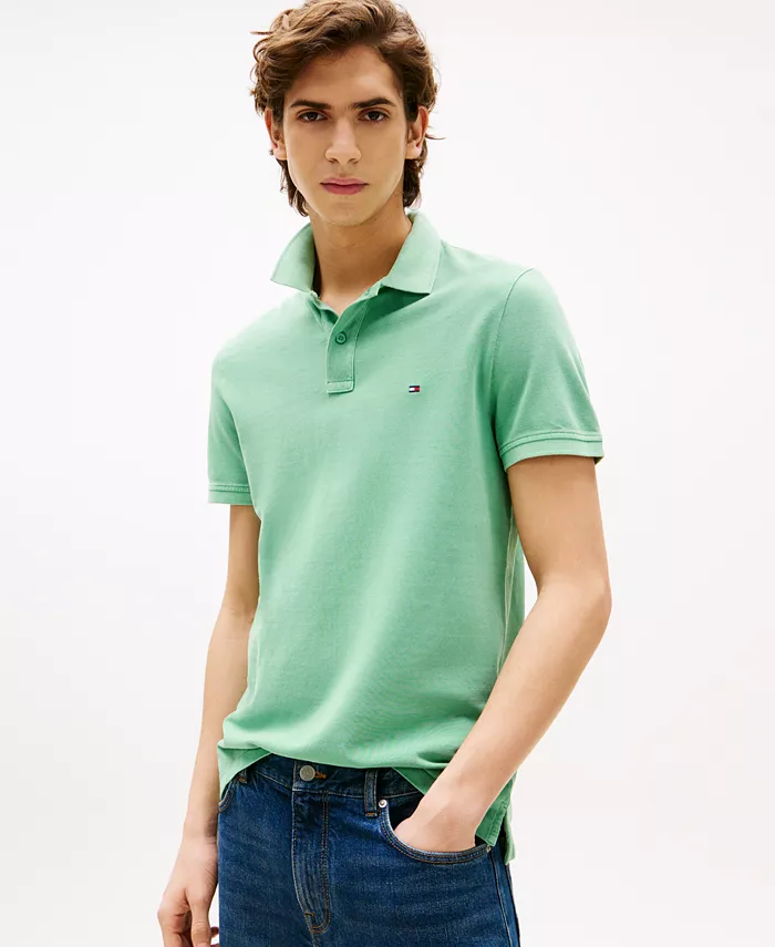 

Мужская поло с коротким рукавом, окрашенная в готовом виде Tommy Hilfiger, зеленый