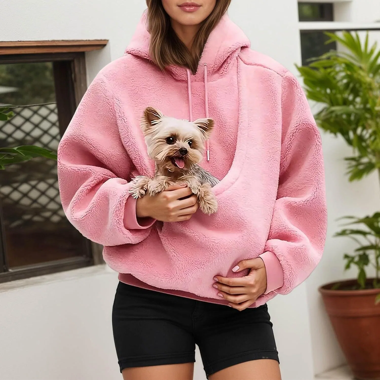 Толстовка с карманом для кошек, Cat Pouch Hoodie, B01 Pink — фото 3