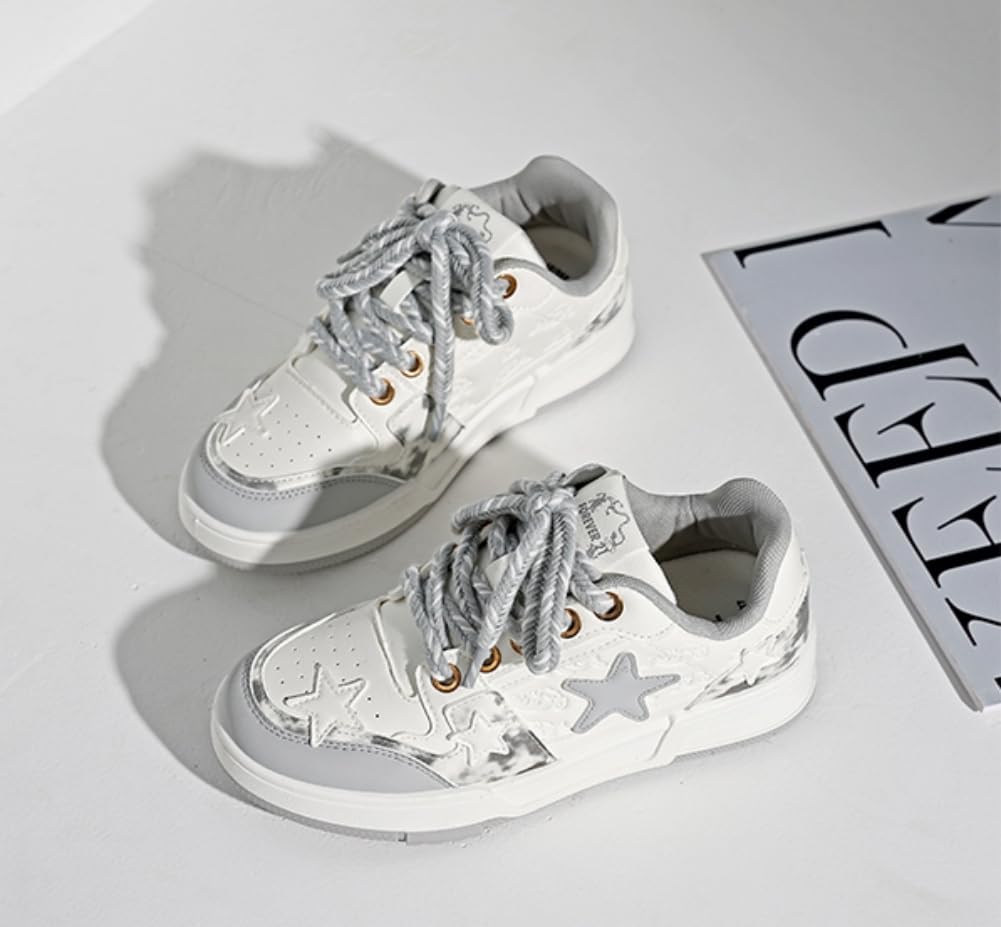 Обувь Star Shoes, милые кроссовки в стиле Y2k, массивные повседневные прогулочные туфли, унисекс, для пар, для девушек, противоскользящие, удобные, для путешествий, отдыха на природе, спорта, школы. Размеры 5.5-9.5 Generic, белый — фото 2