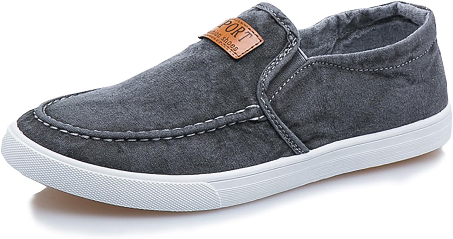 

Мужские слипоны-лоферы Повседневные холщовые туфли Модные топсайдеры Удобные легкие для ходьбы Ktprniy, серый