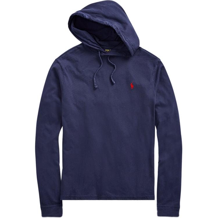 

Длинный рукав хлопковая толстовка с капюшоном Polo Ralph Lauren, синий