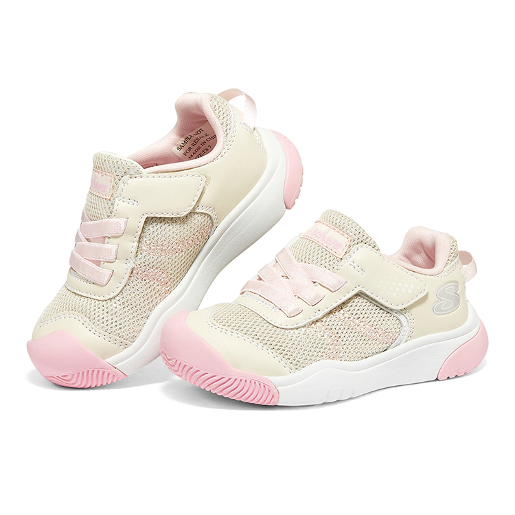 Низкие детские туфли бежево-розовые Skechers — фото 3