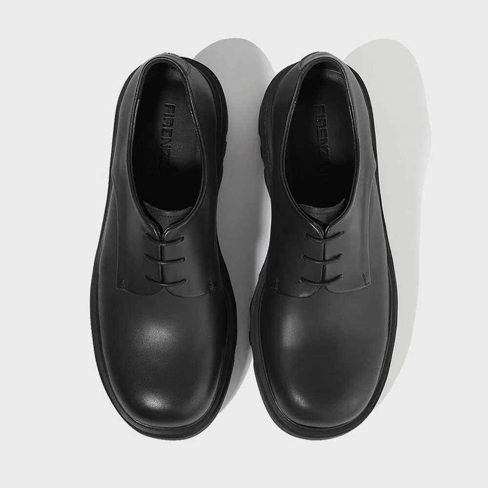 Мужские матовые чёрные дерби Firenze.A Vibram Vi-Lite с двойной подошвой