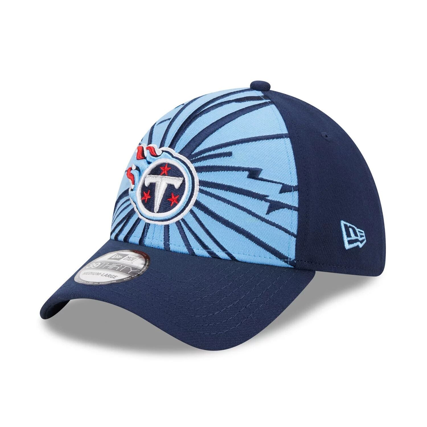 

Мужская кепка New Era светло-синяя/темно-синяя Tennessee Titans Shattered 39THIRTY Flex Hat