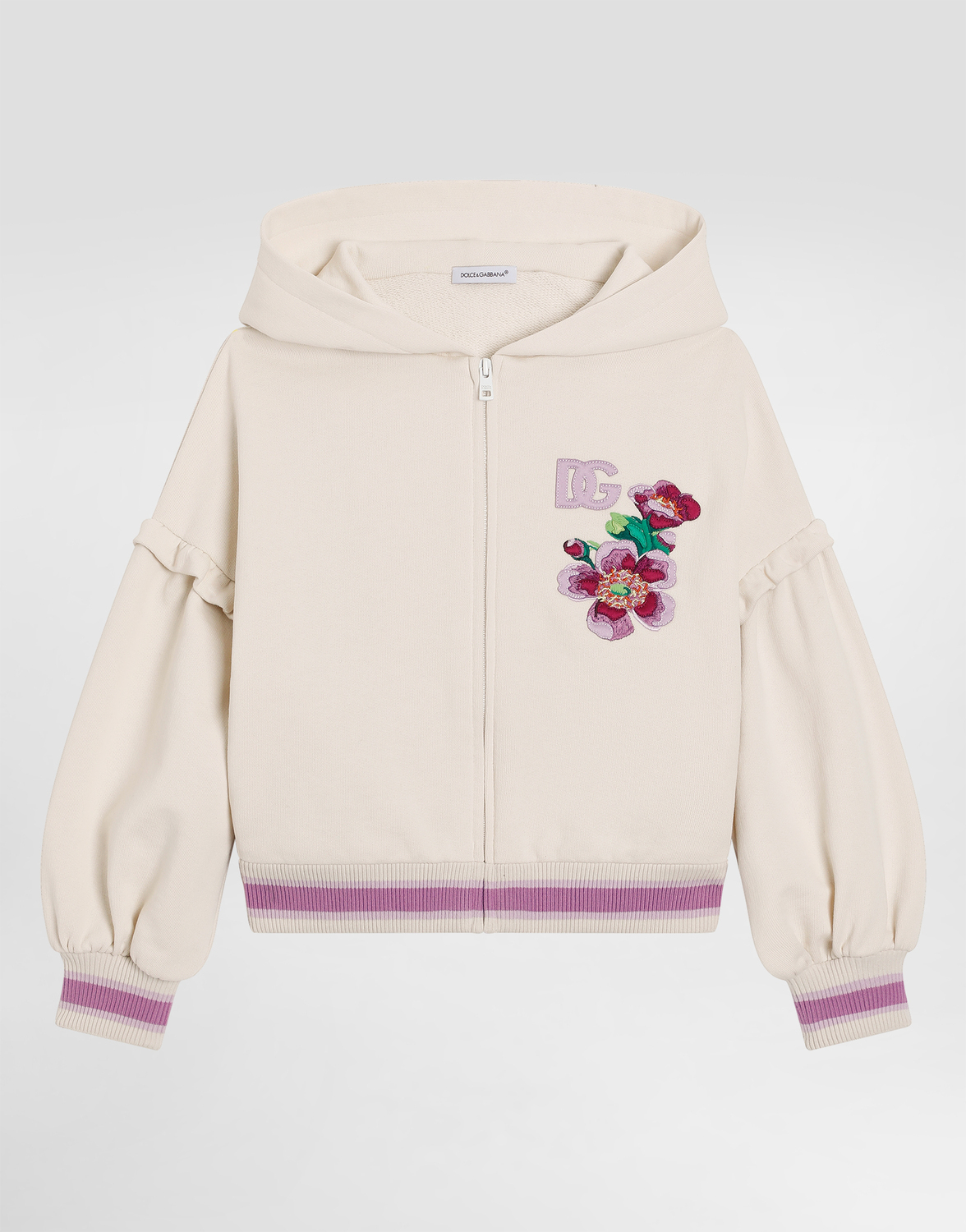 

Удлиненное худи с принтом "фиалки" Dolce & Gabbana, мультиколор