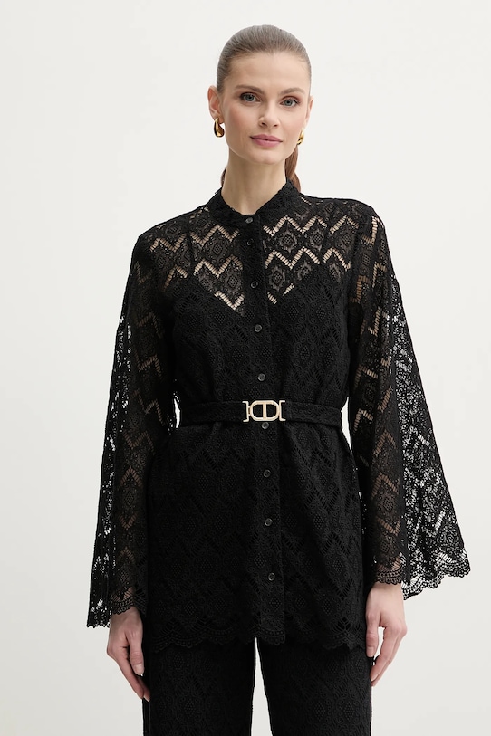 

Хлопковая рубашка Twinset, черный