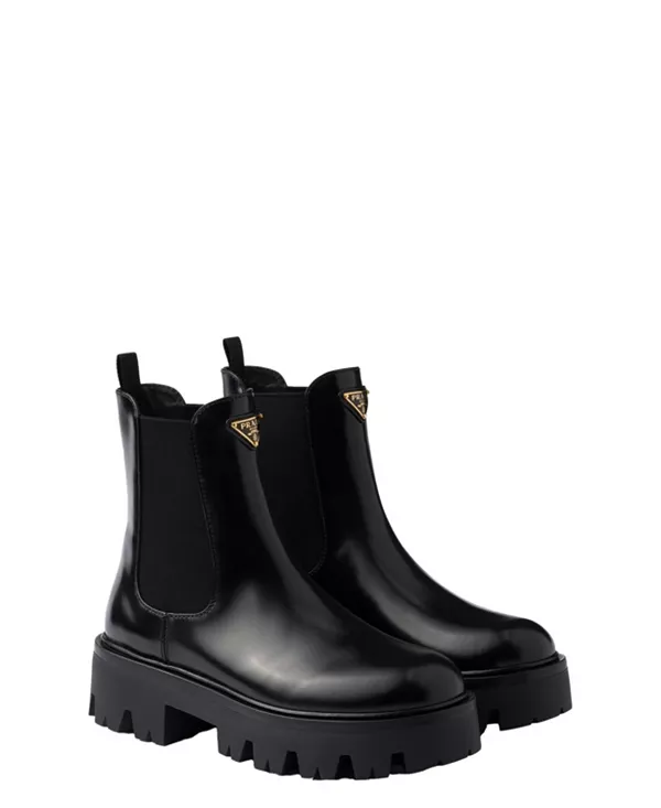 Женские ботильоны из матовой кожи Prada, черный