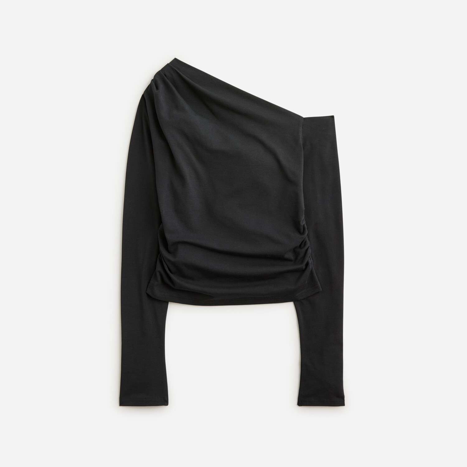 

Асимметричный топ с открытыми плечами из эластичной хлопковой смеси J.Crew, черный