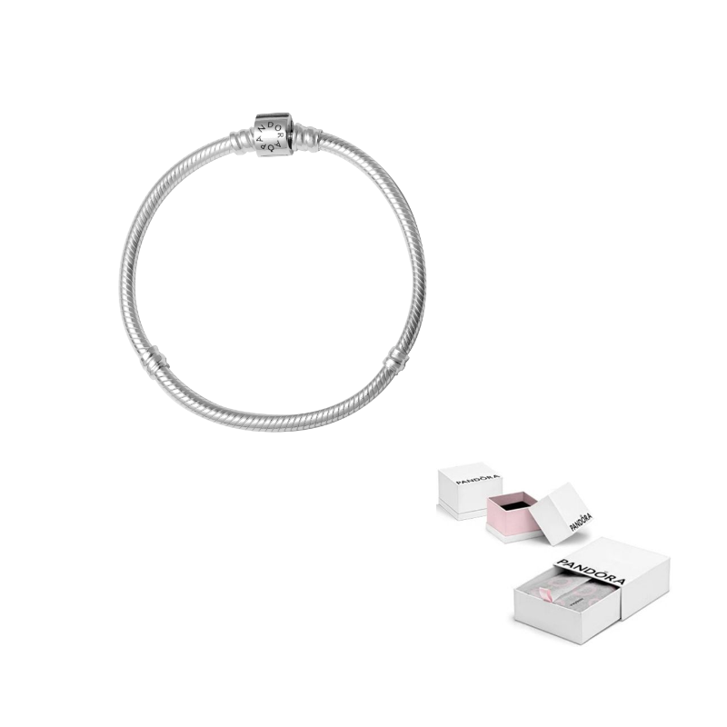 

Pandora Браслет Moments с застежкой-бочонком и змеиной цепью silver