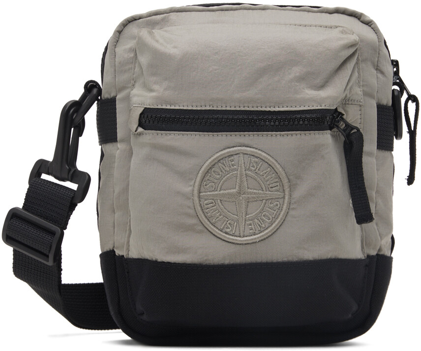 

Серая контрастная нейлоновая металлическая сумка Stone Island