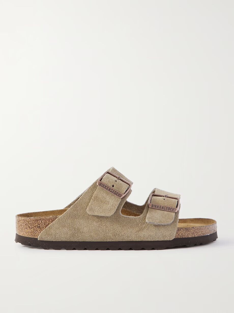 Замшевые шлепанцы Arizona Birkenstock, серо-коричневый