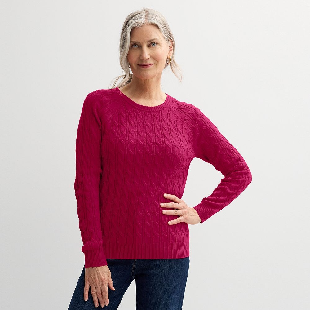 

Женский свитер Croft & Barrow The Extra Soft с круглым вырезом и косами, цвет Sedona Rose