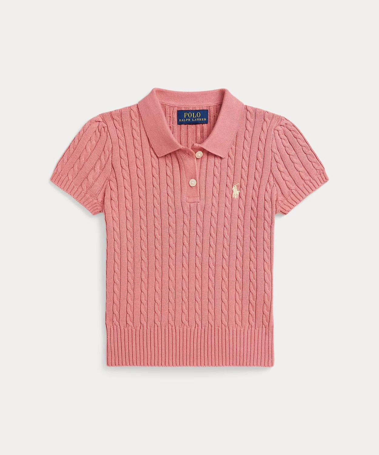 Свитер поло из хлопка с мини-косами, Polo Ralph Lauren, розовый