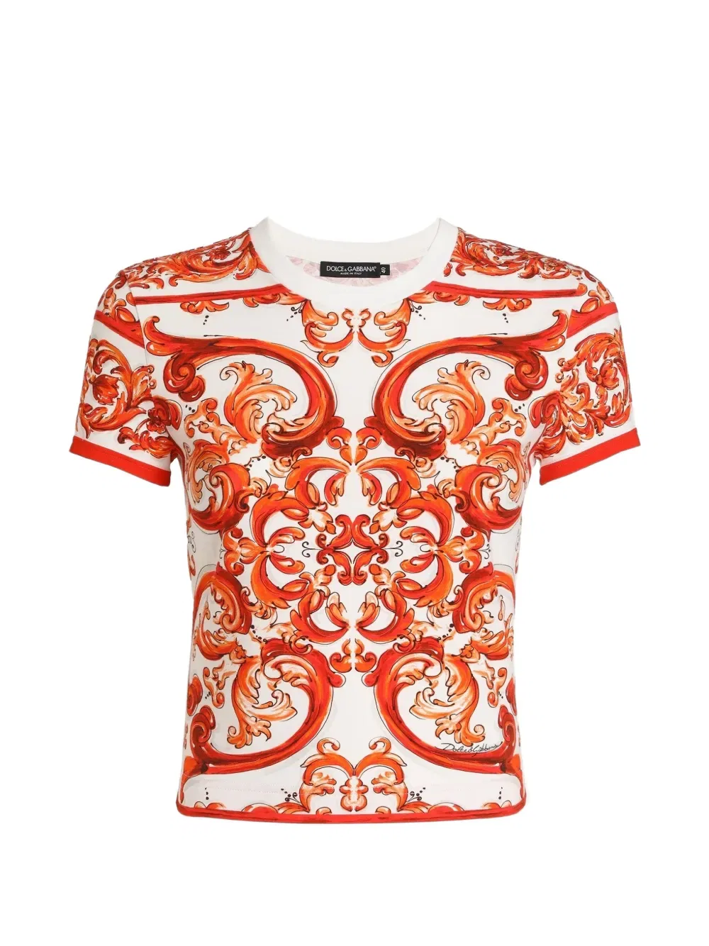 Футболка с майоликовой печатью Dolce & Gabbana, белый