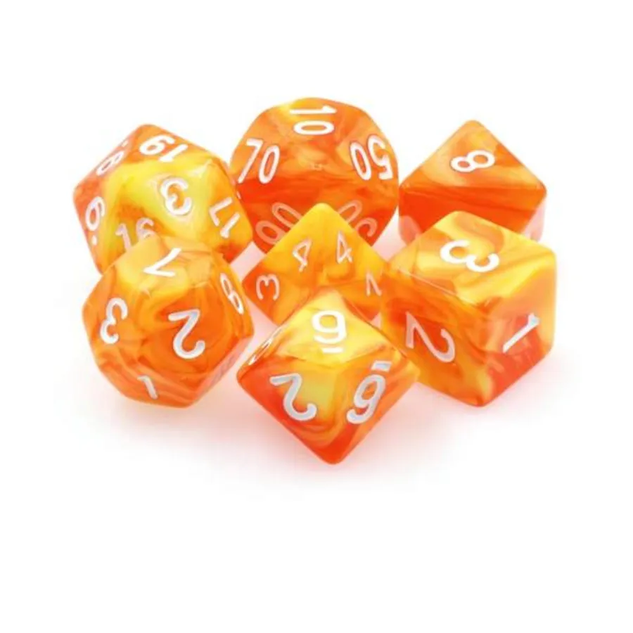 

Набор Poly — Текила Санрайз с белым (7), Dice Sets - Resin/Acrylic - Red, Orange, Yellow, & Pink (Foam Brain Games)