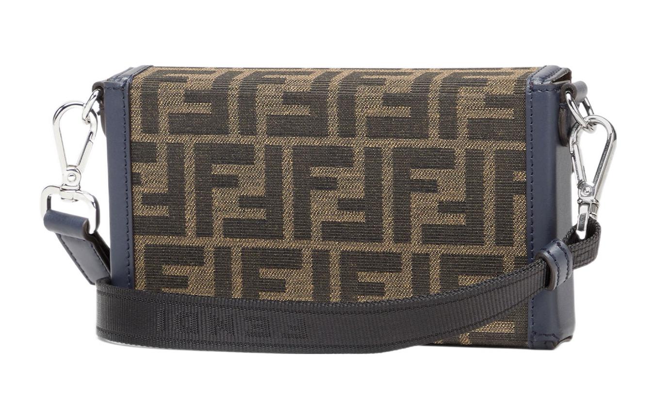 FENDI Кожаная сумка-сумка-багет через плечо мужская коричневая — фото 4