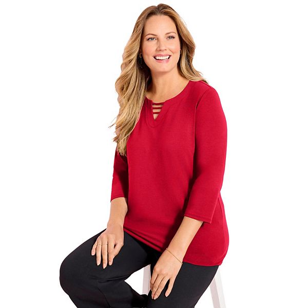 

Женская футболка plus size suprema с v-образным вырезом и 3/4 рукава Catherines, Vivid Red, Красный, Женская футболка plus size suprema с v-образным вырезом и 3/4 рукава Catherines, Vivid Red