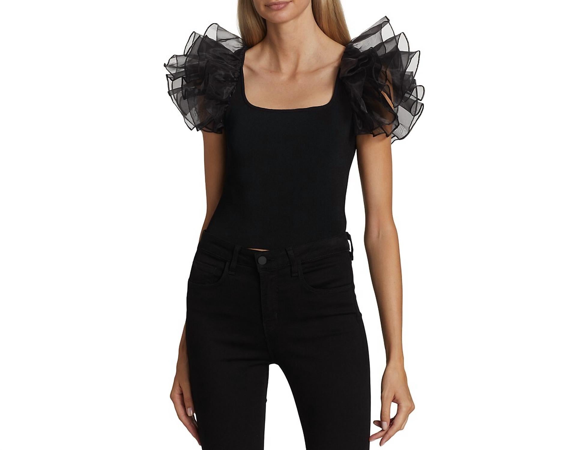 

Укороченный топ Merida Square Neck черного цвета alice + olivia