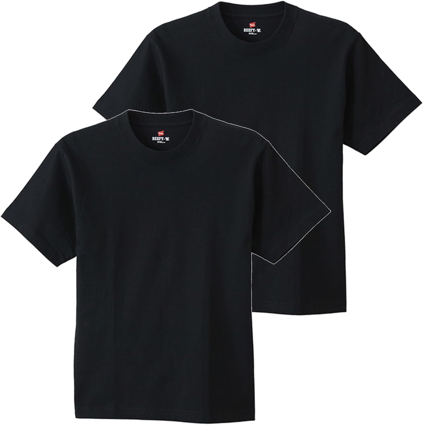 

Футболка Hanes Beefy, короткий рукав, круглый вырез, комплект из 2 штук, черный