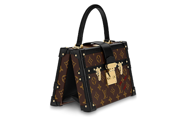 LOUIS VUITTON Маленький чемодан из ткани с кожаной отделкой Жесткая коробчатая сумка Ручная сумка через плечо Коричневый — фото 2