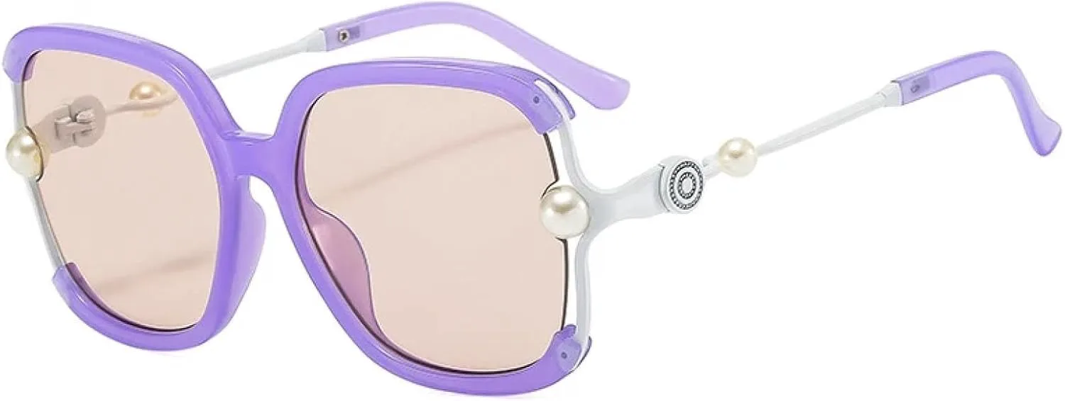 

Роскошные солнцезащитные очки в крупной оправе для женщин, модные, винтажные, дорожные, с жемчужным блеском, увеличенного размера TYUVIVO, Purple Champagne