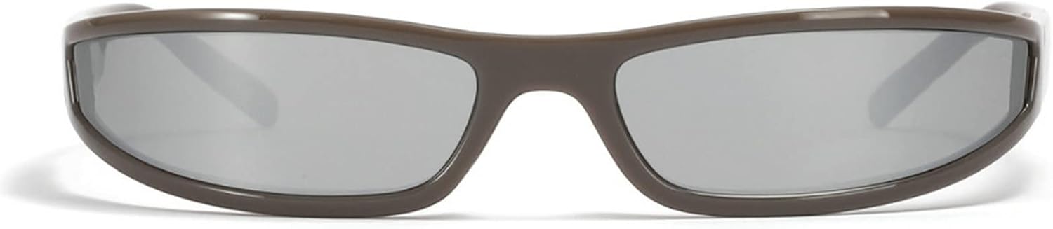 

Маленькие квадратные солнцезащитные очки для женщин, милые модные солнцезащитные очки обтекаемой формы, стильные солнцезащитные очки в стиле Y2K, винтажные узкие очки mincl, Brown