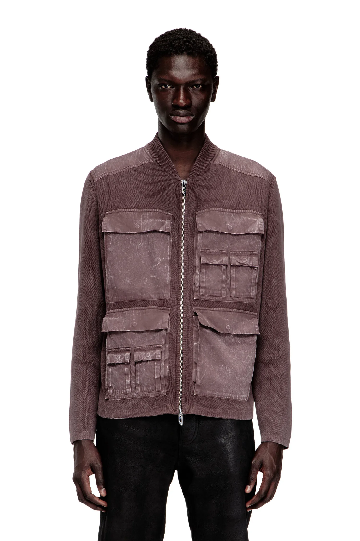 Мужская вязаная куртка на молнии K-GEROME Diesel, цвет Brown And Other Colors — фото 2