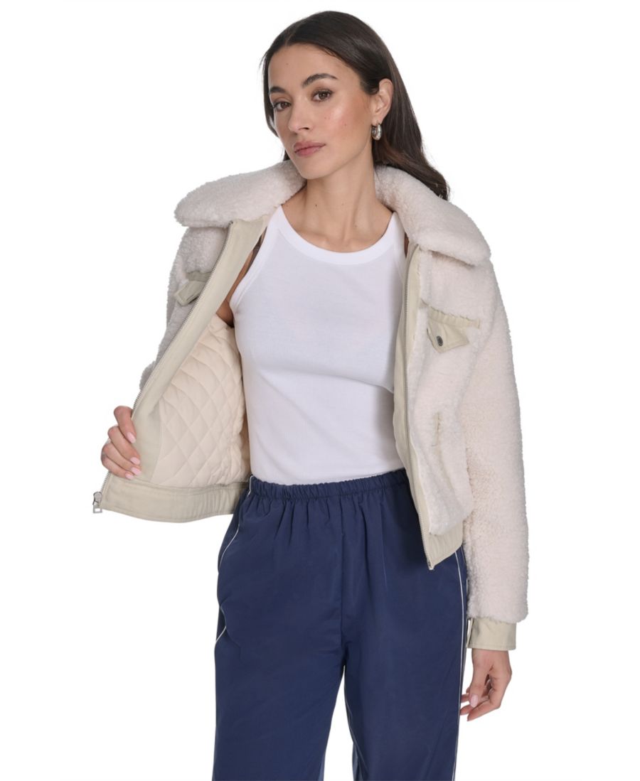 Женская куртка из искусственного меха на молнии Levi's, Cream — фото 3