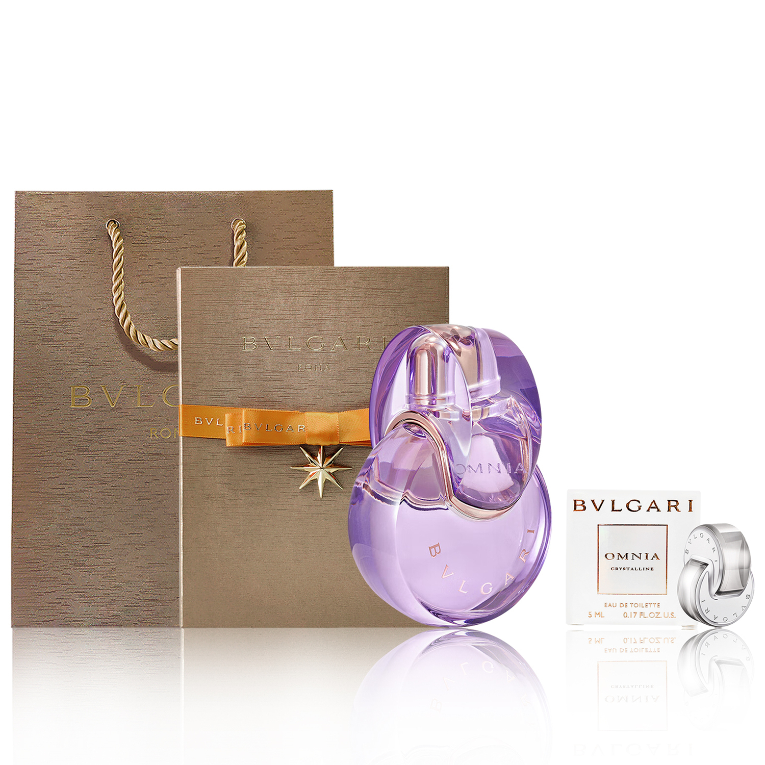 Парфюмерный набор Bvlgari Crystal Collection: туалетная вода Amethyst Eau de Parfum, 50 мл + туалетная вода White Crystal, 1,5 мл + подарочный пакет — фото 4