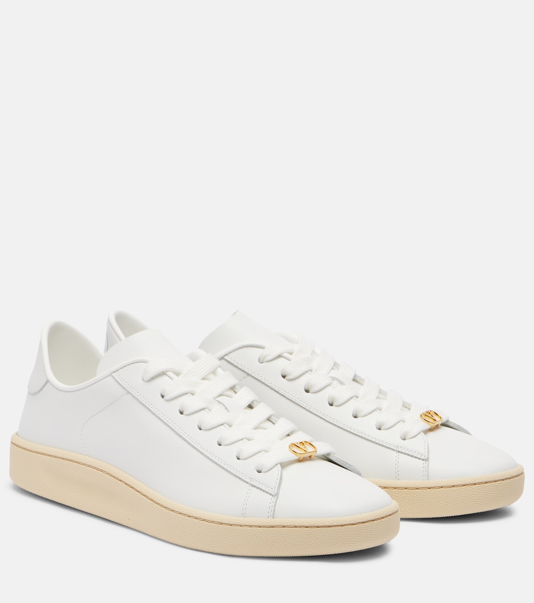 Кожаные кроссовки Royco VLogo Valentino Garavani, Bianco/Green Briar/Papyrus