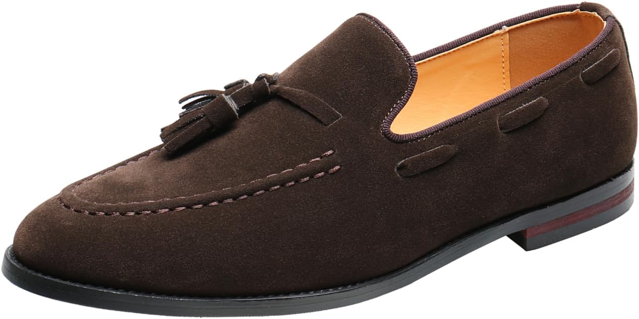 

Мужские лоферы Santimon с кисточками, замшевые, без шнурков, деловые и повседневные, для торжеств и свадеб, с удобной посадкой, Coffee