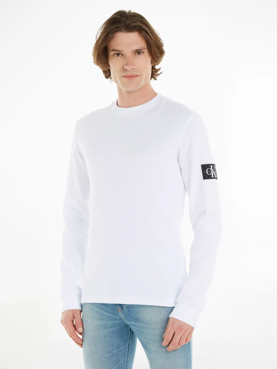 

Рубашка с длинными рукавами Calvin Klein Jeans "BADGE WAFFLE LS TEE", с нашивкой-логотипом, белый