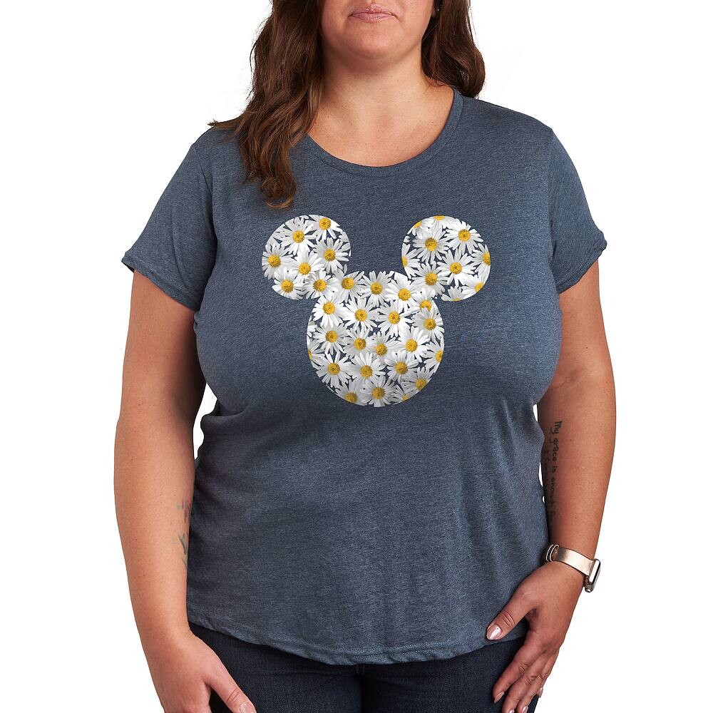 

Футболка Disney's Mickey Mouse Plus с изображением ромашек, цвет Heather Blue