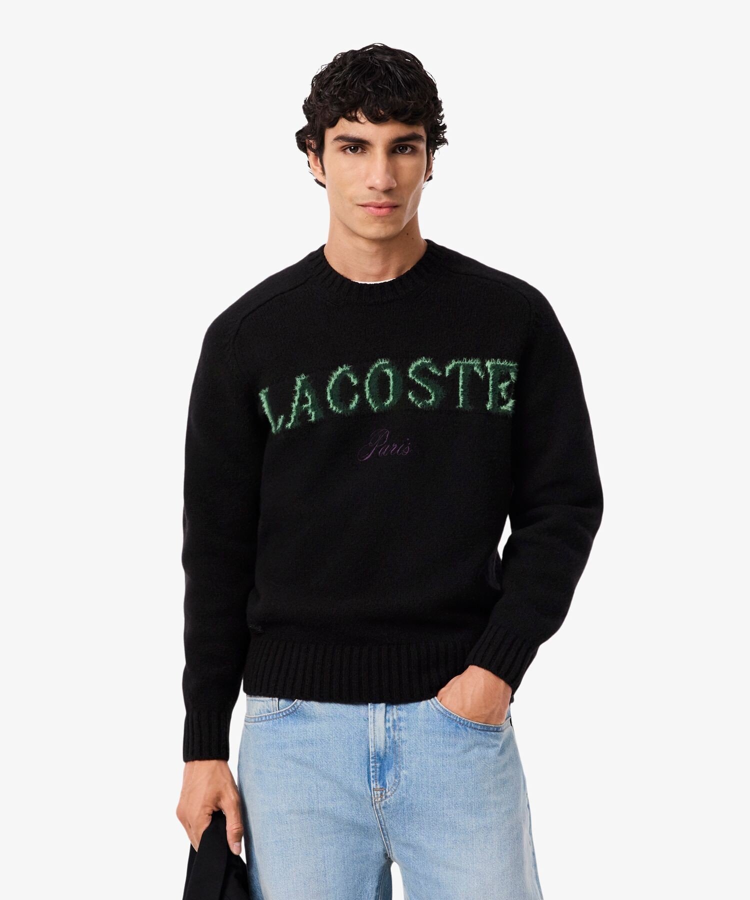 Фирменный свитер с логотипом и ворсистой вязкой LACOSTE, Black