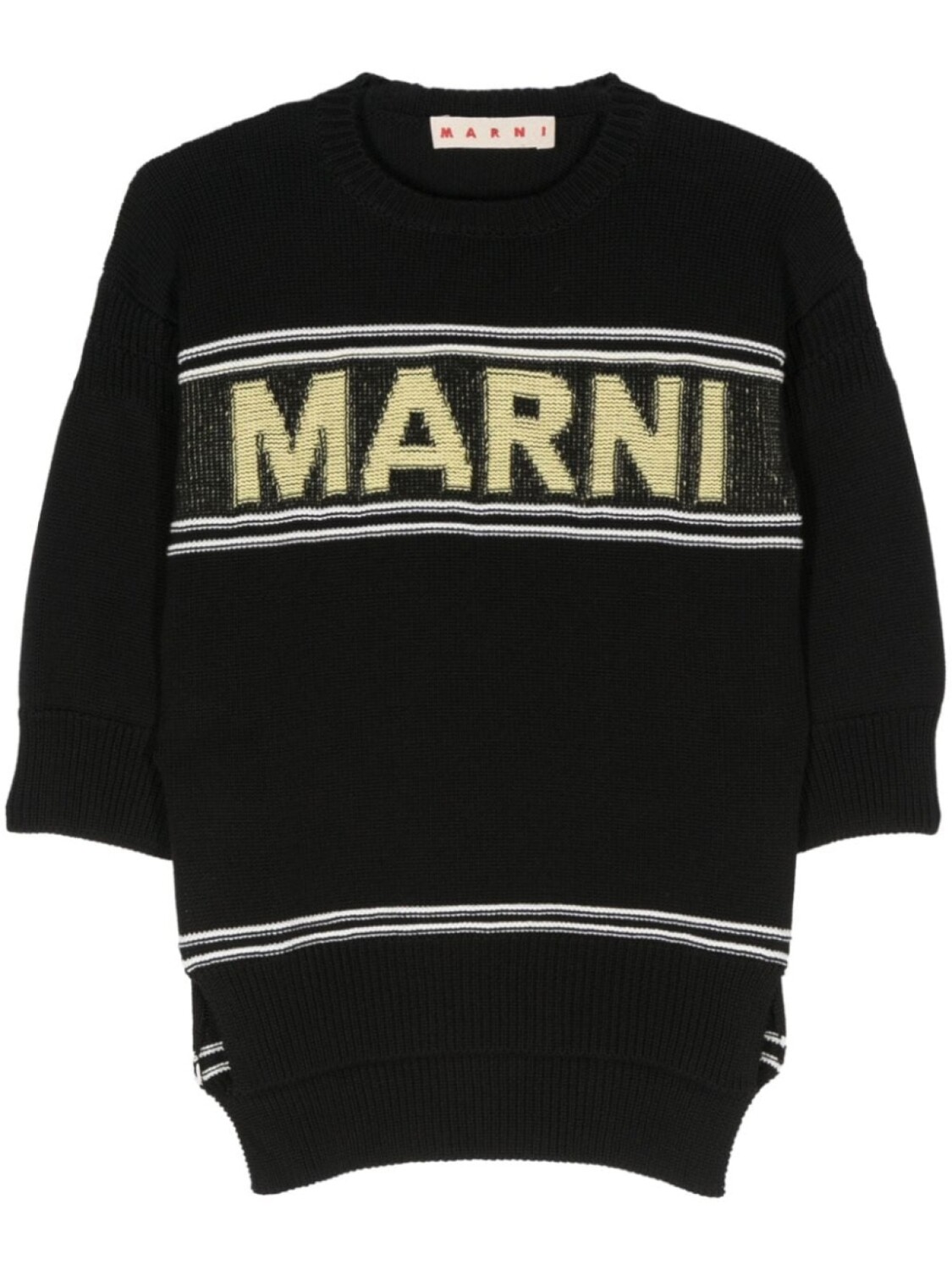 

Marni джемпер вязки интарсия с логотипом, черный
